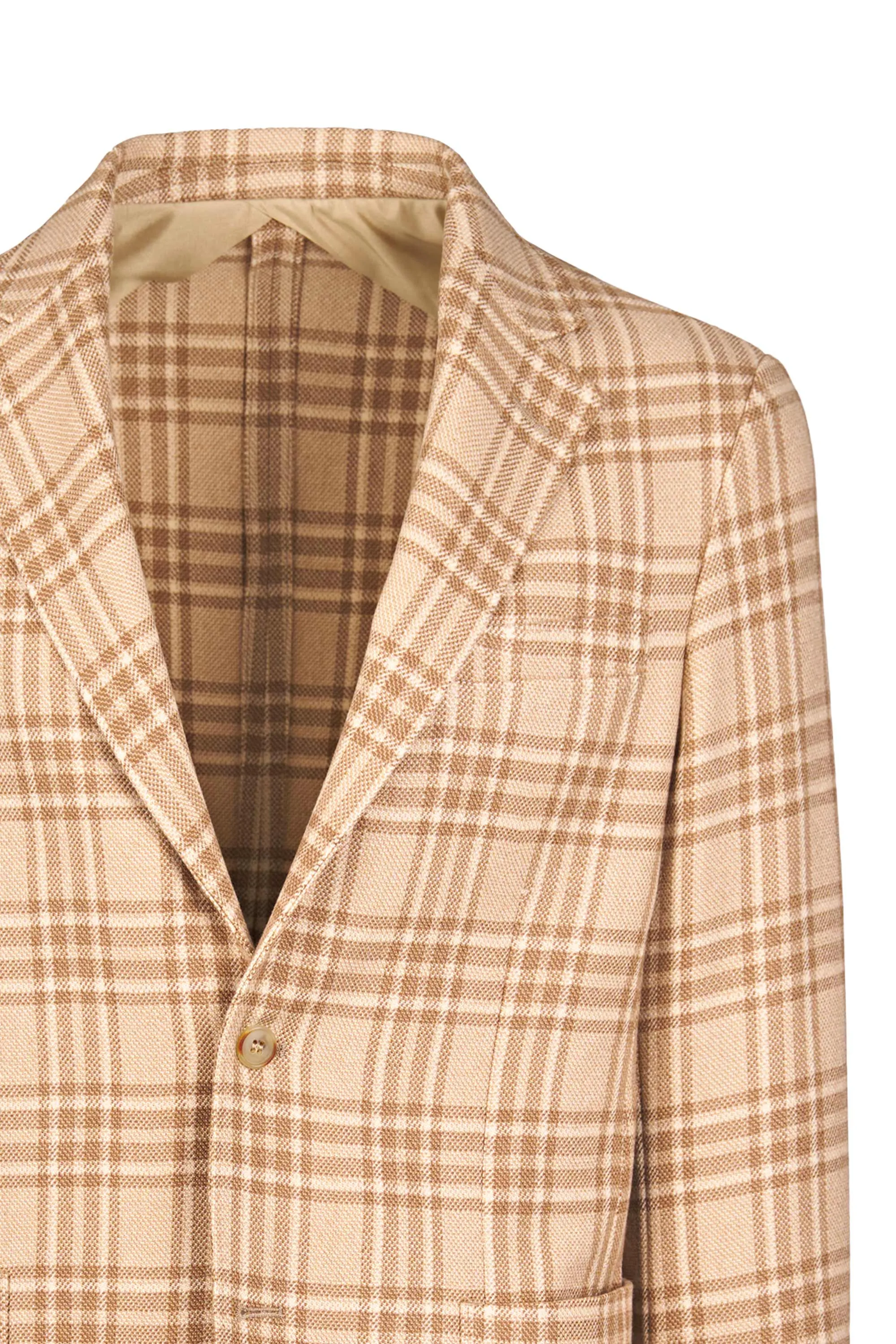 Camel Wool Plaid Jacket