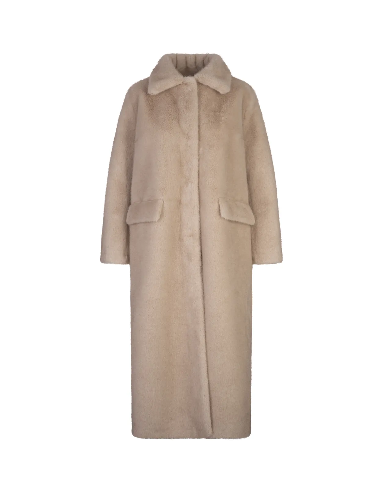 Beige Faux Fur Long Coat by VALENTINI 1972