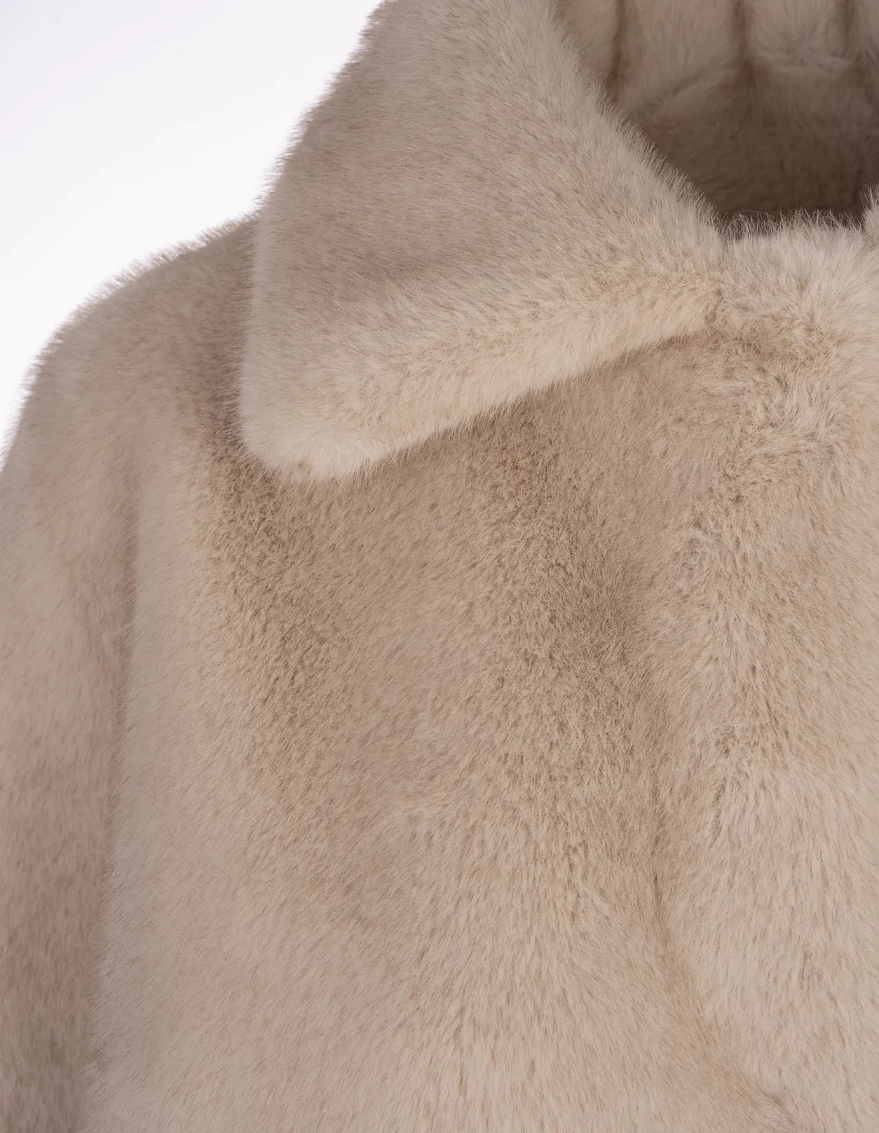 Beige Faux Fur Long Coat by VALENTINI 1972