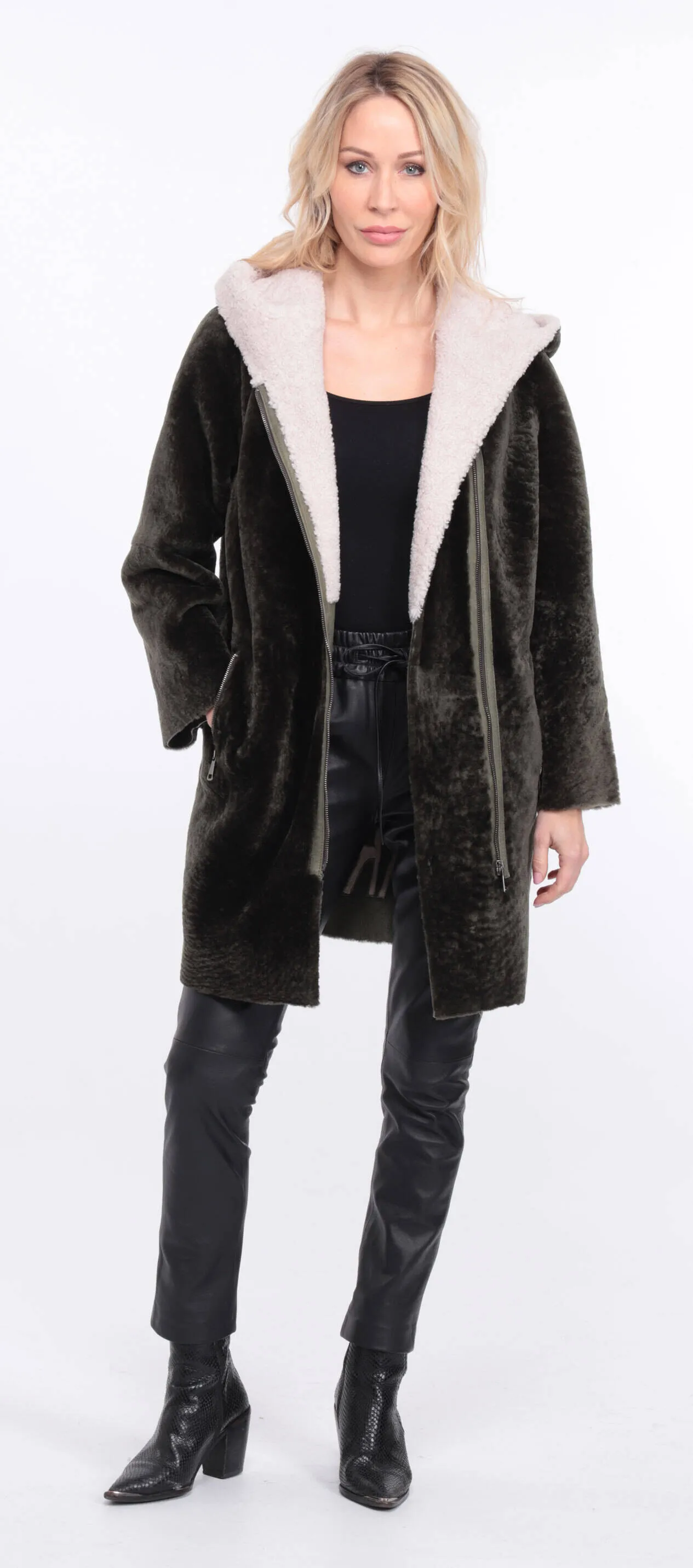 Valere Sheepskin Coat in Khaki for Women