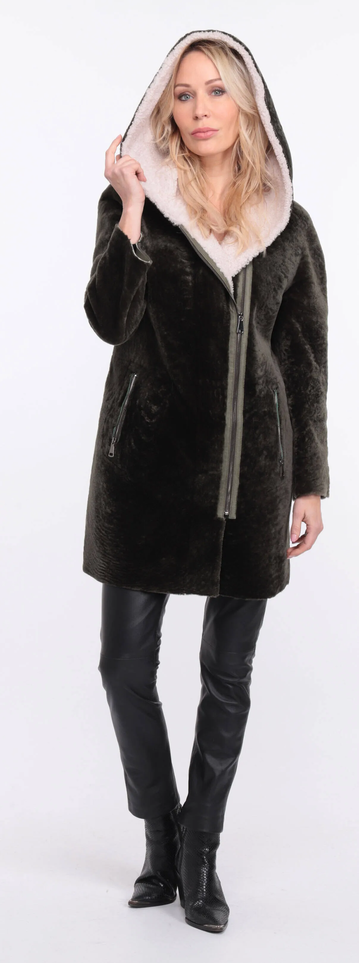 Valere Sheepskin Coat in Khaki for Women