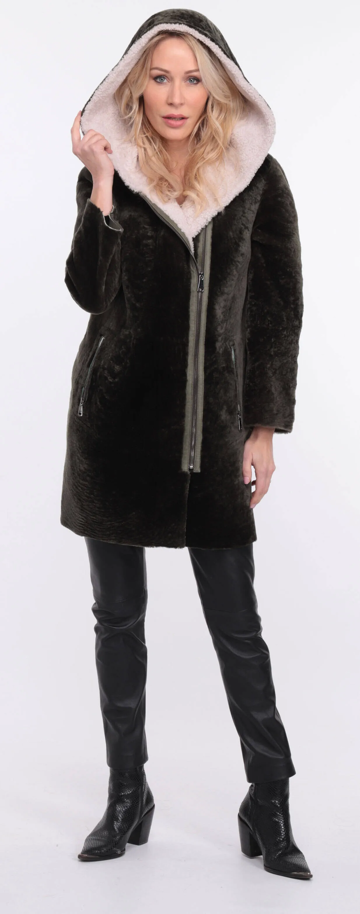 Valere Sheepskin Coat in Khaki for Women