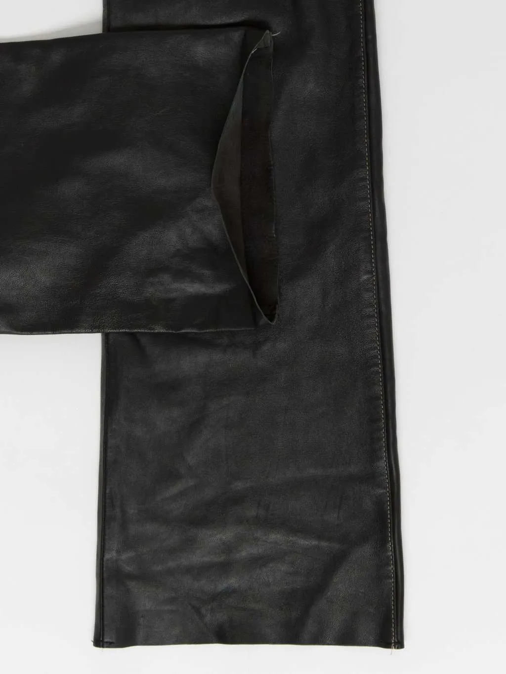 Vintage Black Leather Flared Trousers with Belt - Small/Medium