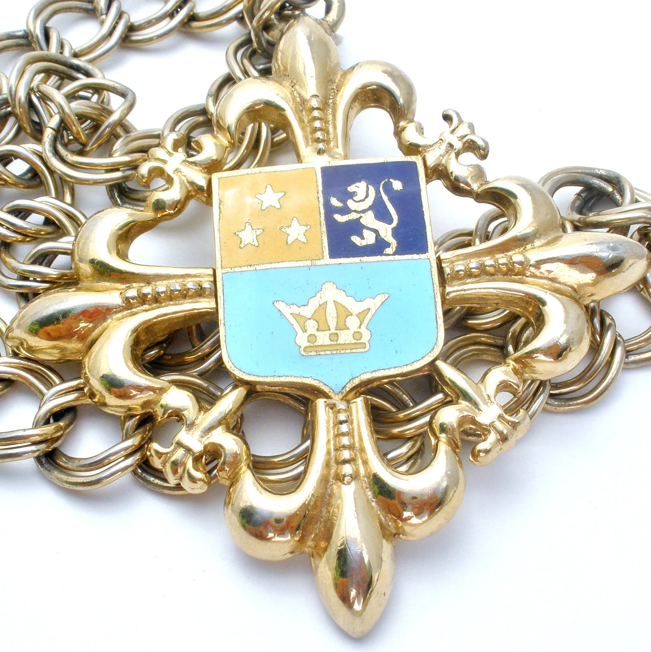 Vintage Coat of Arms Shield Medallion Necklace