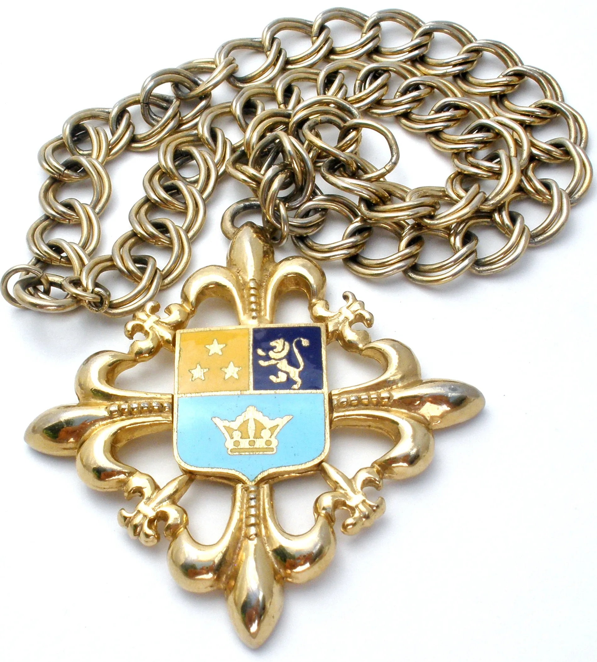 Vintage Coat of Arms Shield Medallion Necklace