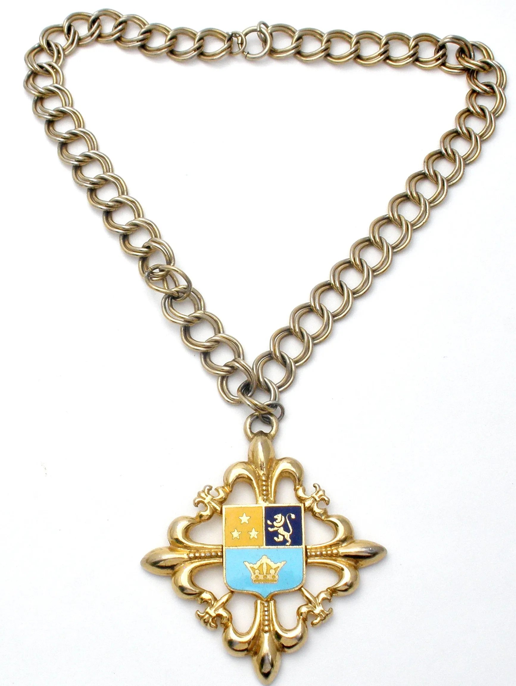 Vintage Coat of Arms Shield Medallion Necklace