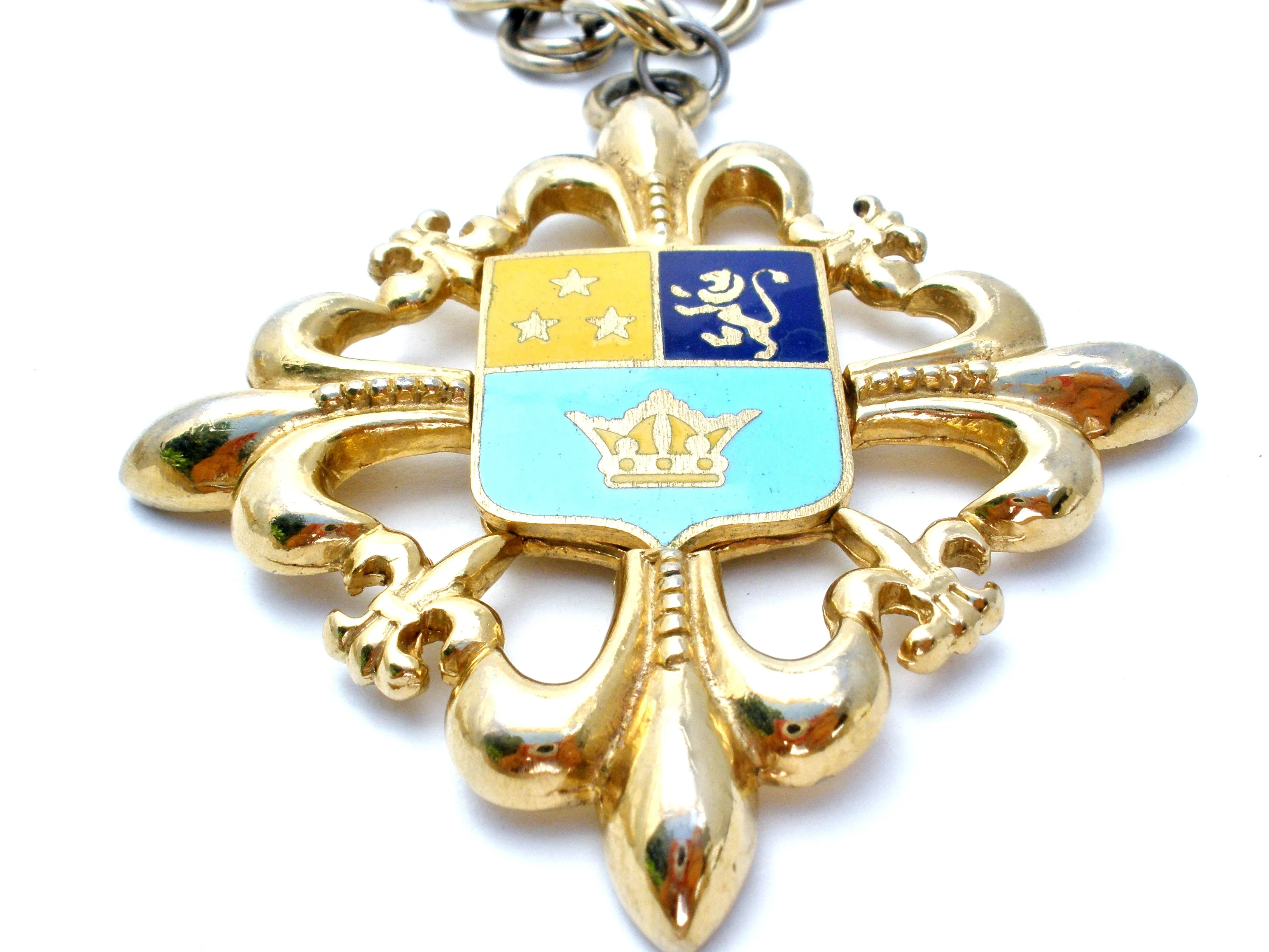 Vintage Coat of Arms Shield Medallion Necklace