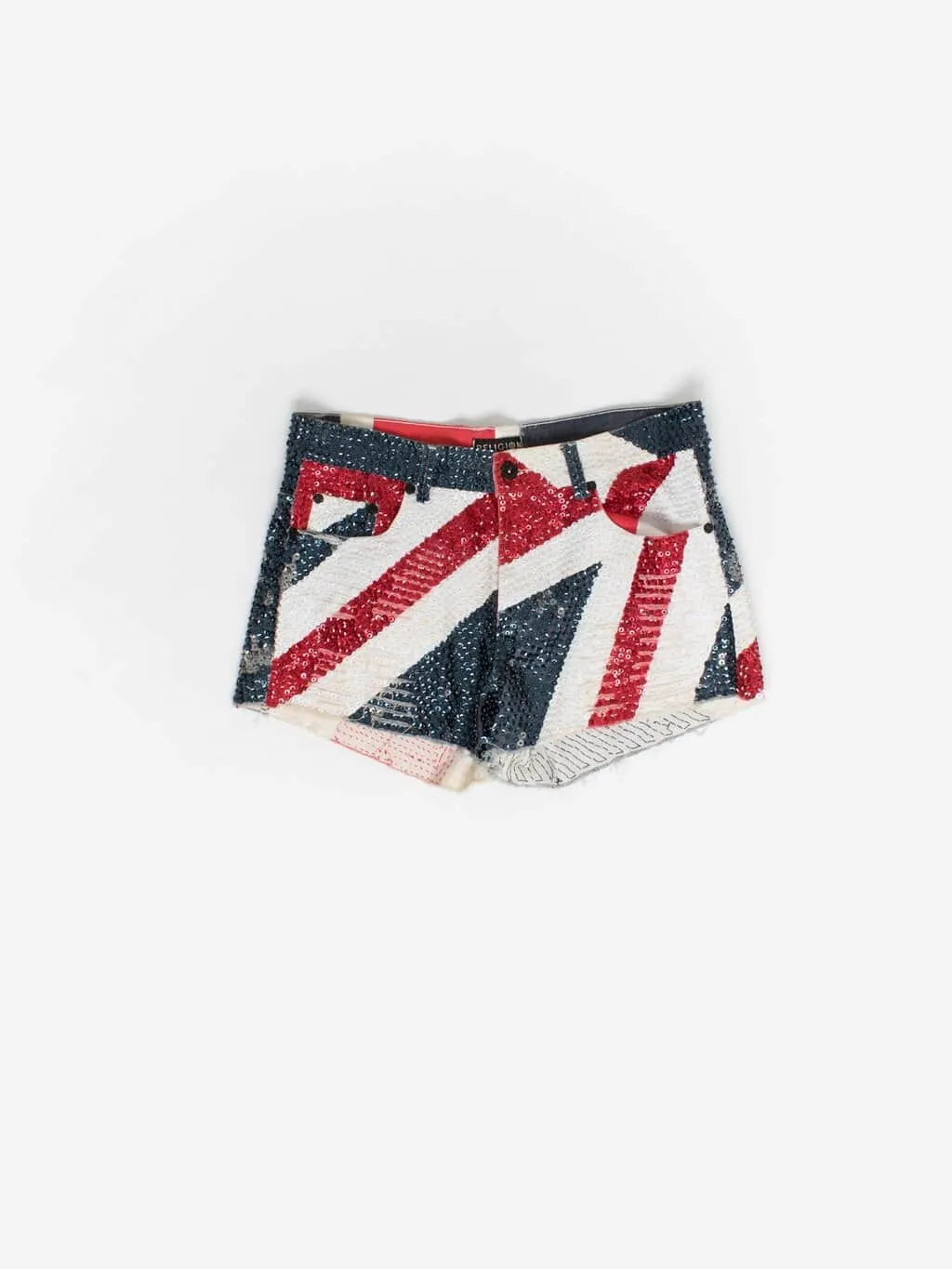 Vintage Union Jack Sequin Shorts - Medium