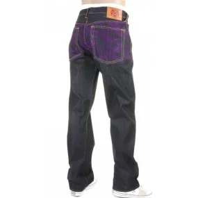 Violet Vintage Cut Design Dark Indigo Raw Denim Jeans