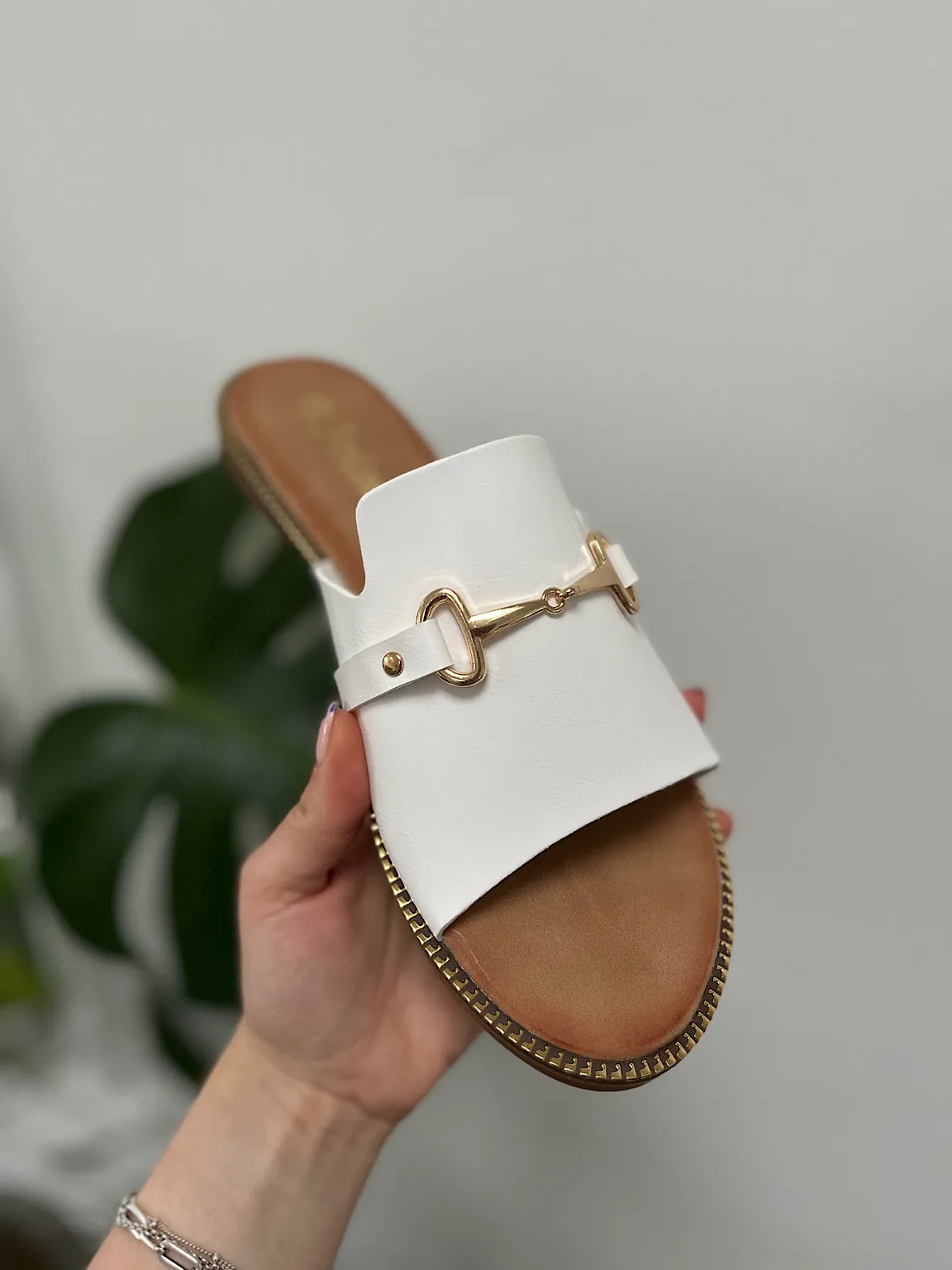 White Chain Link Sandals