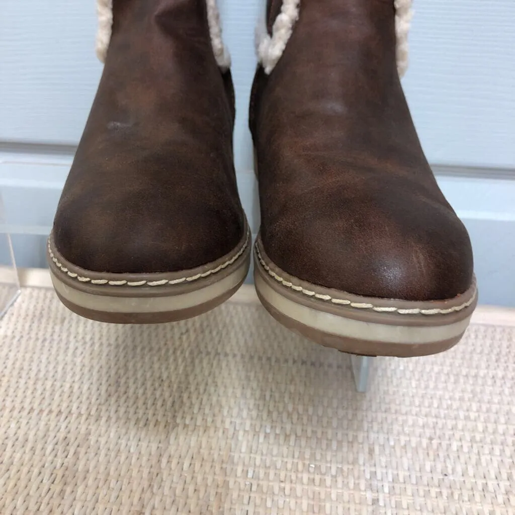 White Mountain Brown Sherpa Boots Size 7.5 TCC - Women's Winter Shoes, Genuine Leather Boots