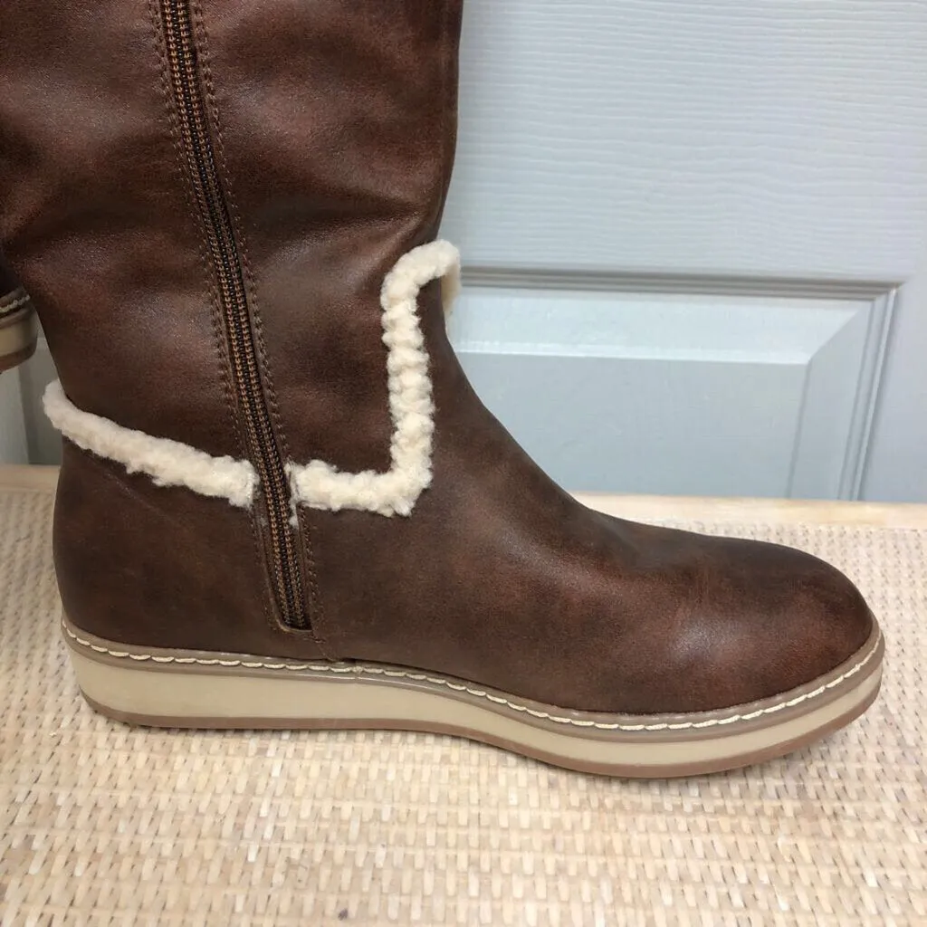 White Mountain Brown Sherpa Boots Size 7.5 TCC - Women's Winter Shoes, Genuine Leather Boots