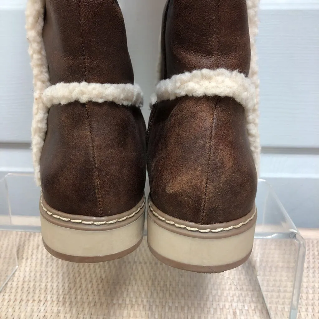 White Mountain Brown Sherpa Boots Size 7.5 TCC - Women's Winter Shoes, Genuine Leather Boots