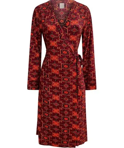 Why Mary Moroccan Sunset Orange Print Wrap Dress Women's Yellow / Orange