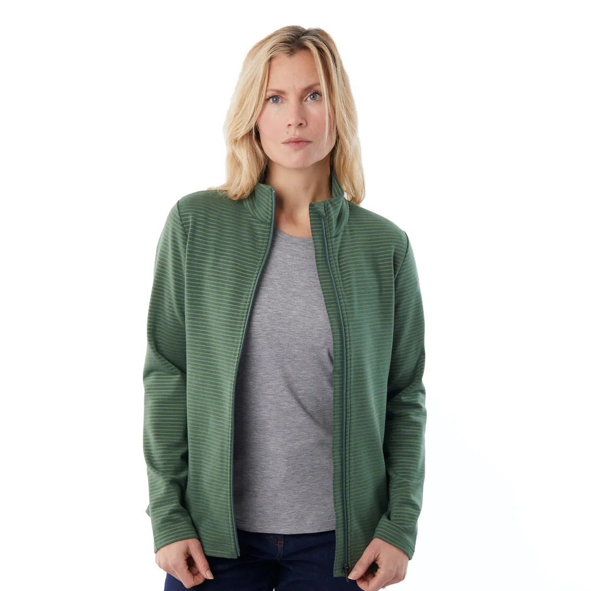 Radiant Green Stripe Jacket for Women