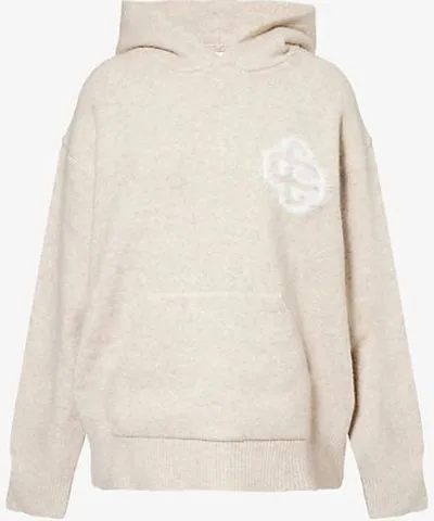 Women's Beige Fluffy Knitted Hoodie