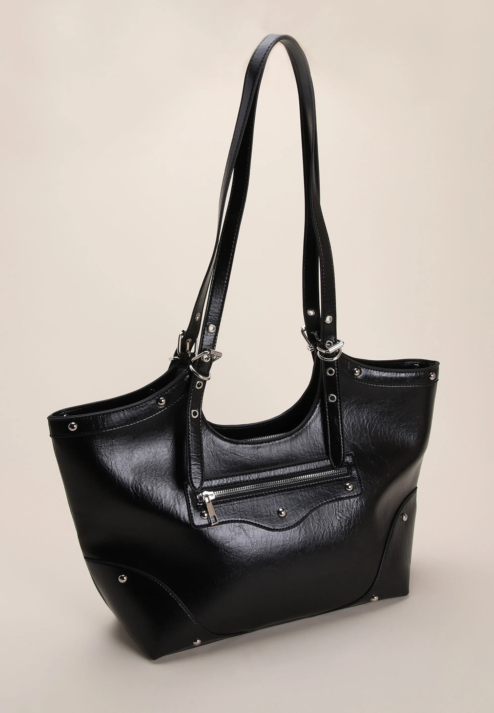 Women's Black Studded Tote Bag