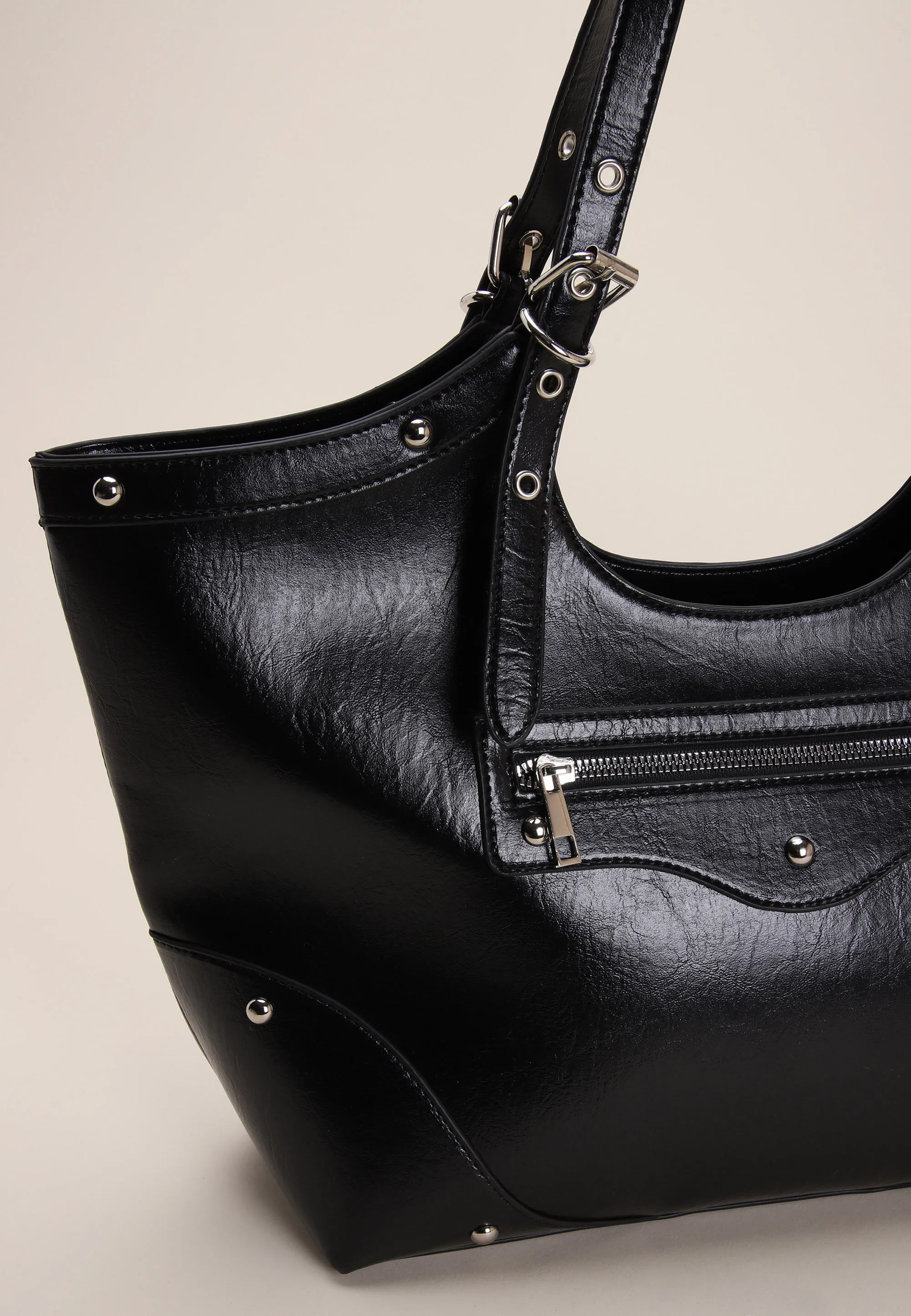 Women's Black Studded Tote Bag