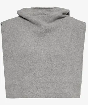 Women's Grey Melange Sleeveless Wool and Cashmere Hoodie