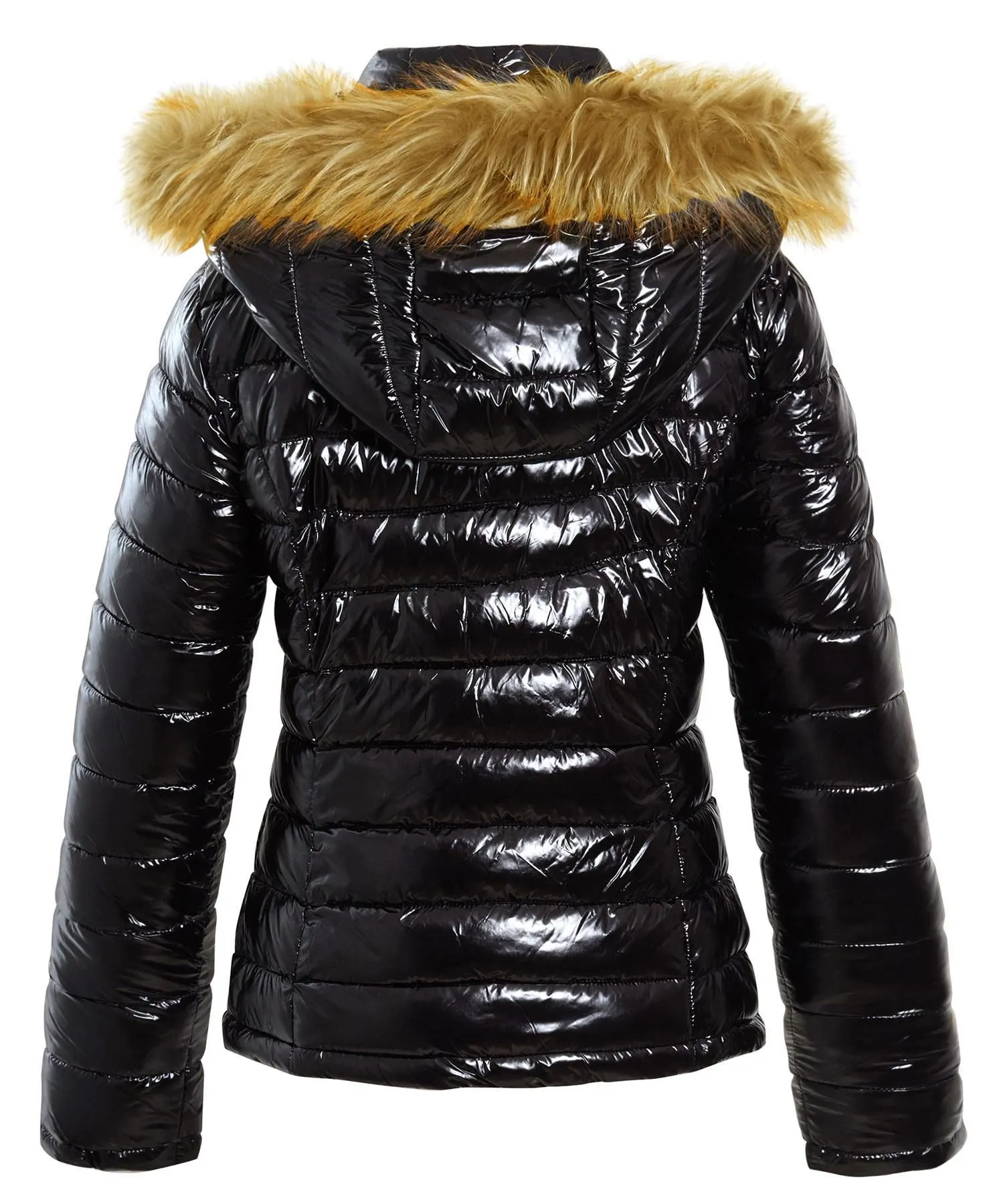 Women's Faux Fur Wet Look Puffer Jacket