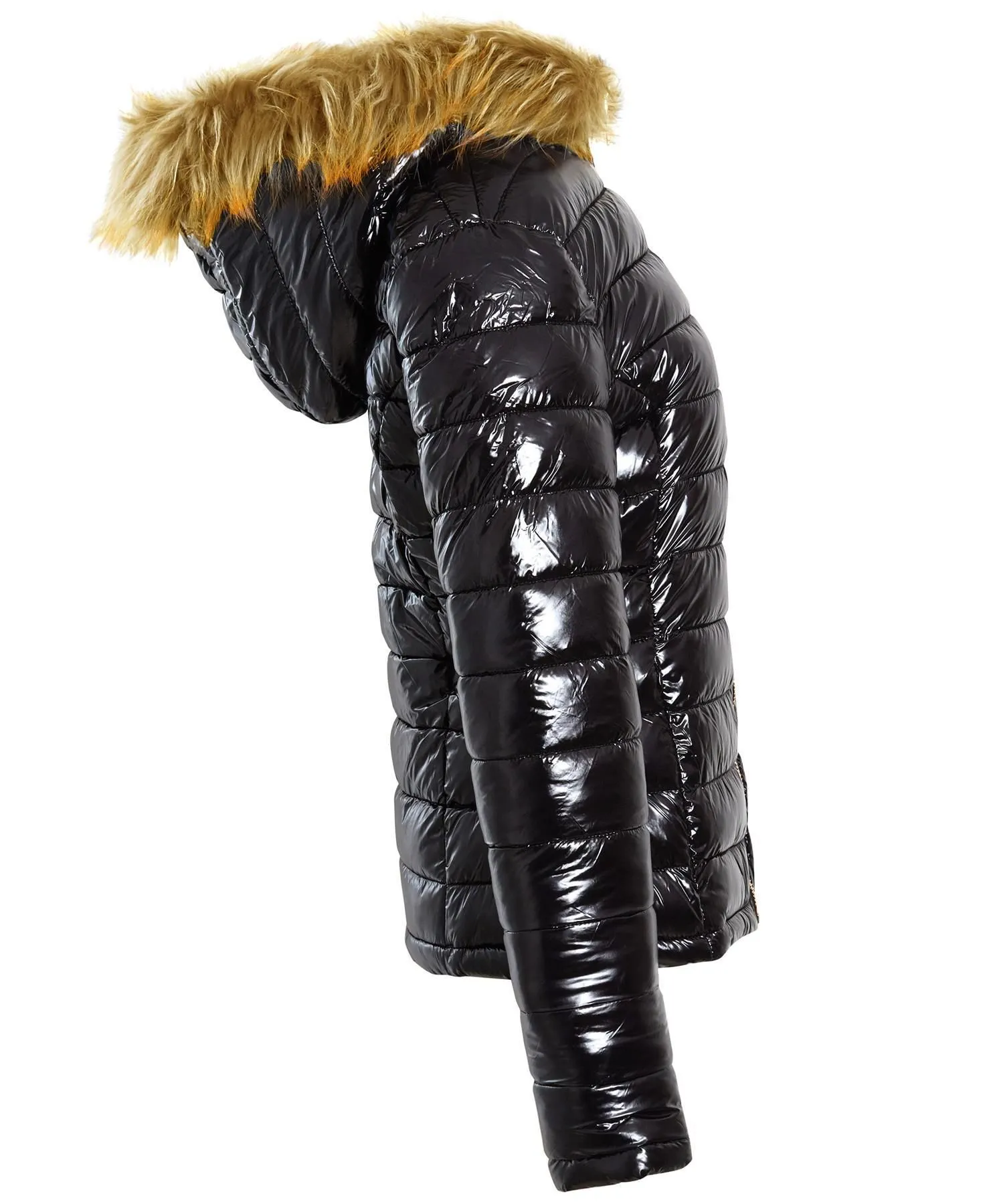 Women's Faux Fur Wet Look Puffer Jacket