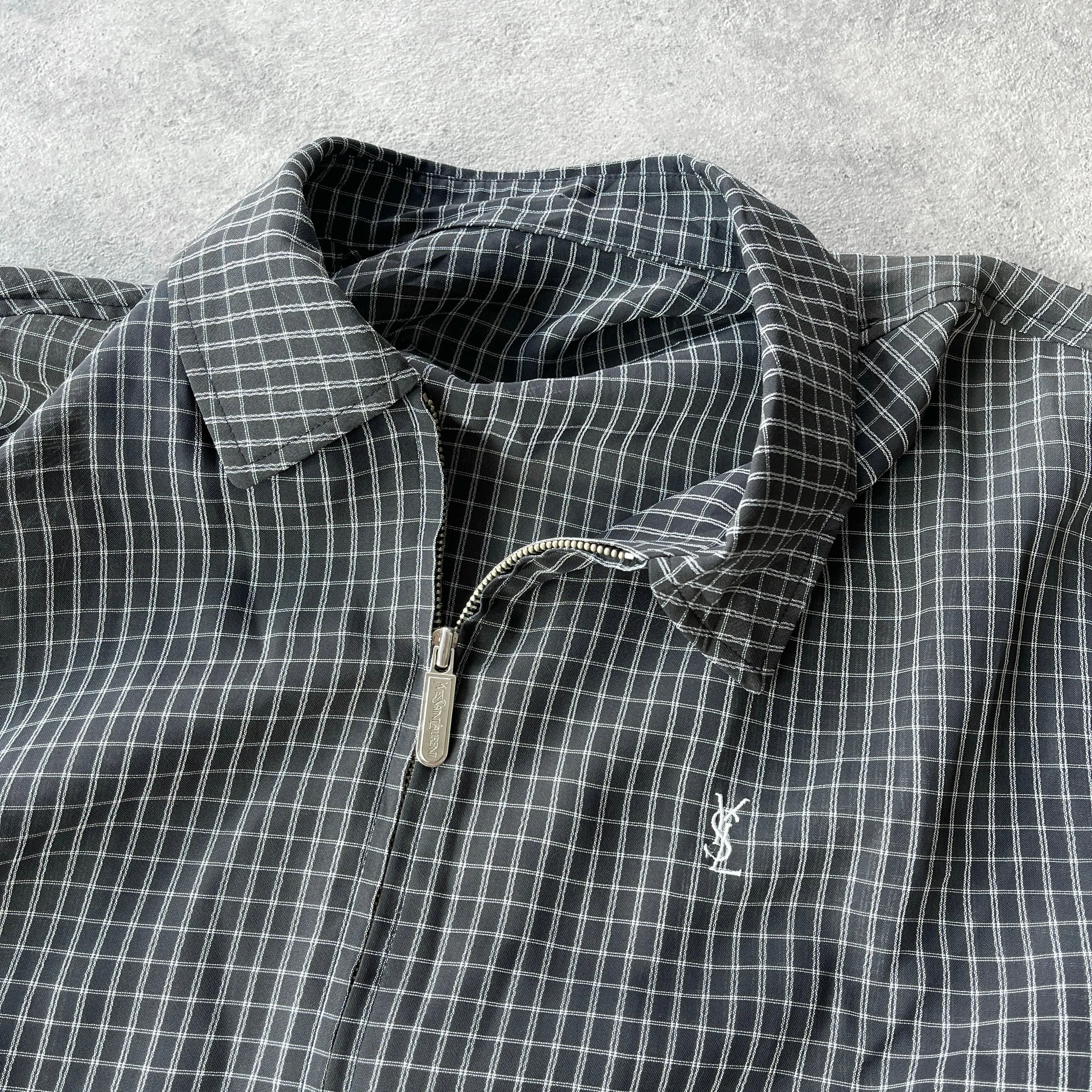 YSL 2000s Lightweight Check Harrington Jacket (M)