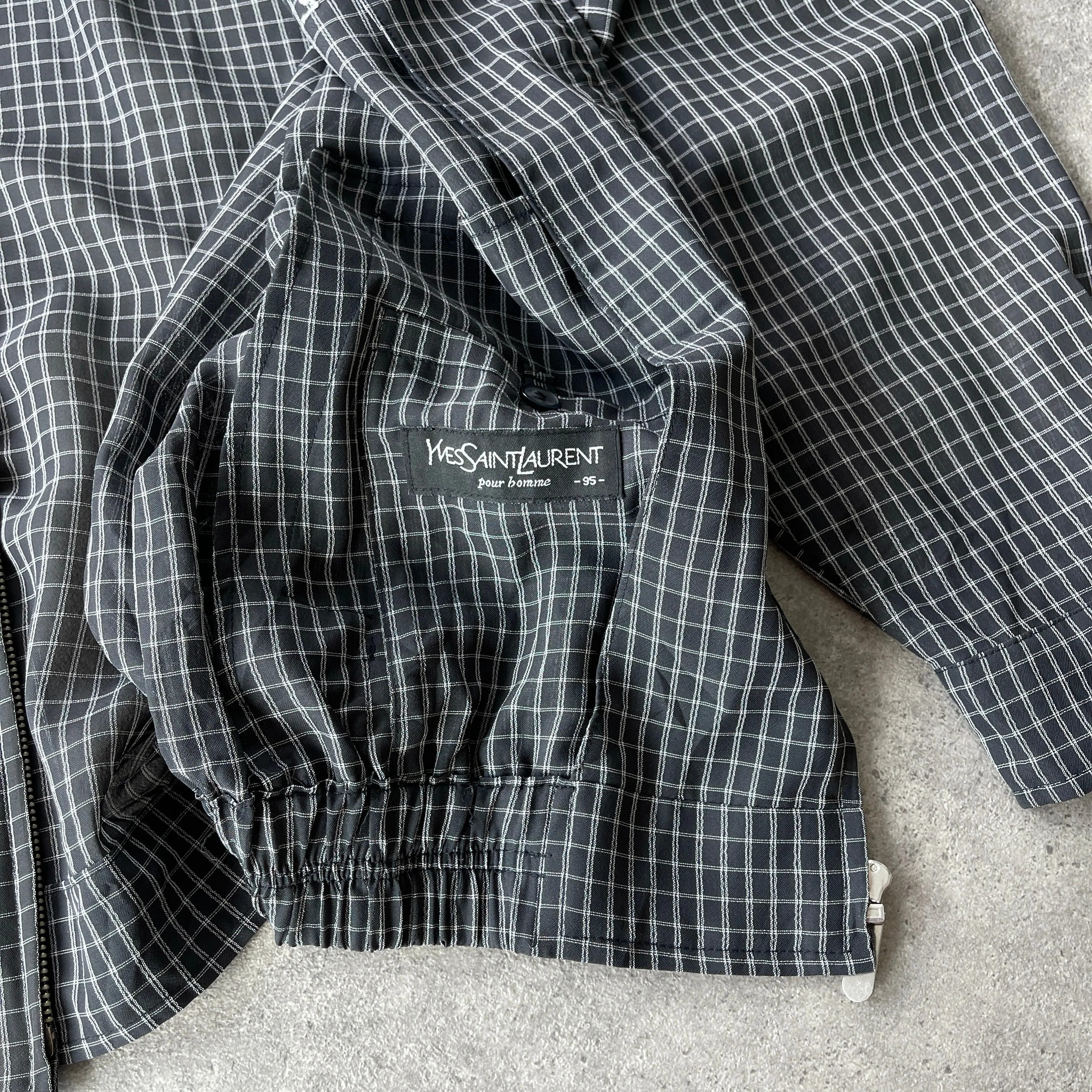 YSL 2000s Lightweight Check Harrington Jacket (M)